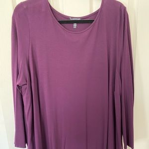 Eileen Fisher 3XL fitted long sleeve asymmetrical hem top